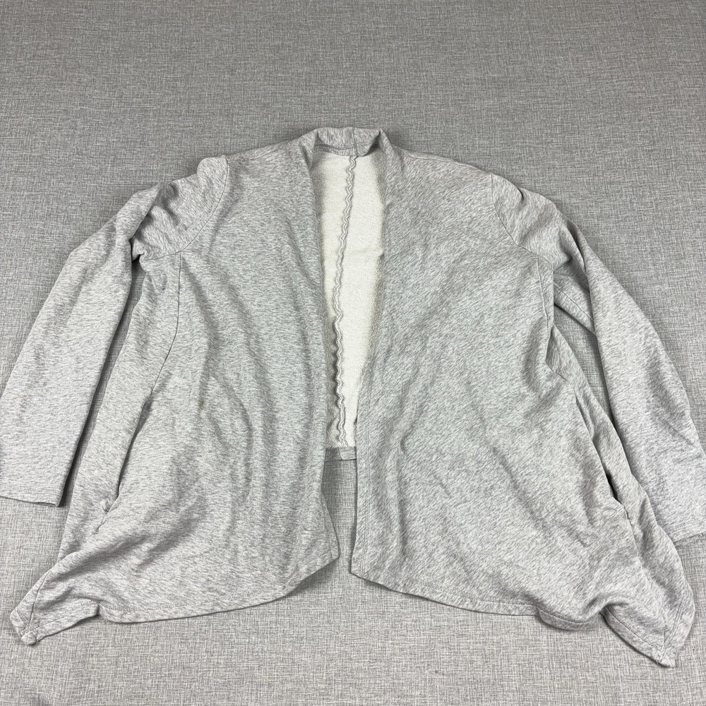 Eileen Fisher Cardigan Sweater Womens M Gray Organic Cotton Terry‎ Open Front